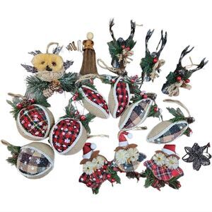 Country Woodland Rustic Farmhouse Christmas Tree Ornaments 16 pc